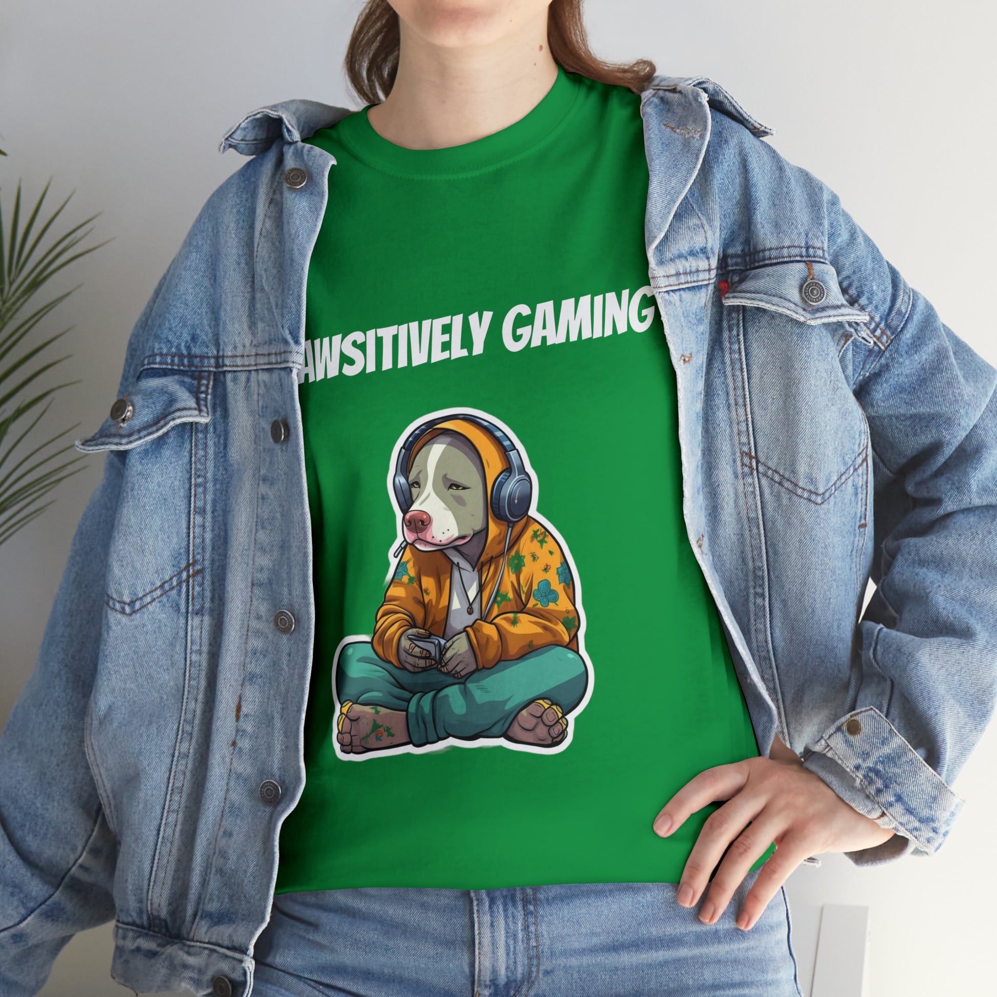 "Pawsitively Gaming" T-Shirt Pitbull - Laser League Crafts