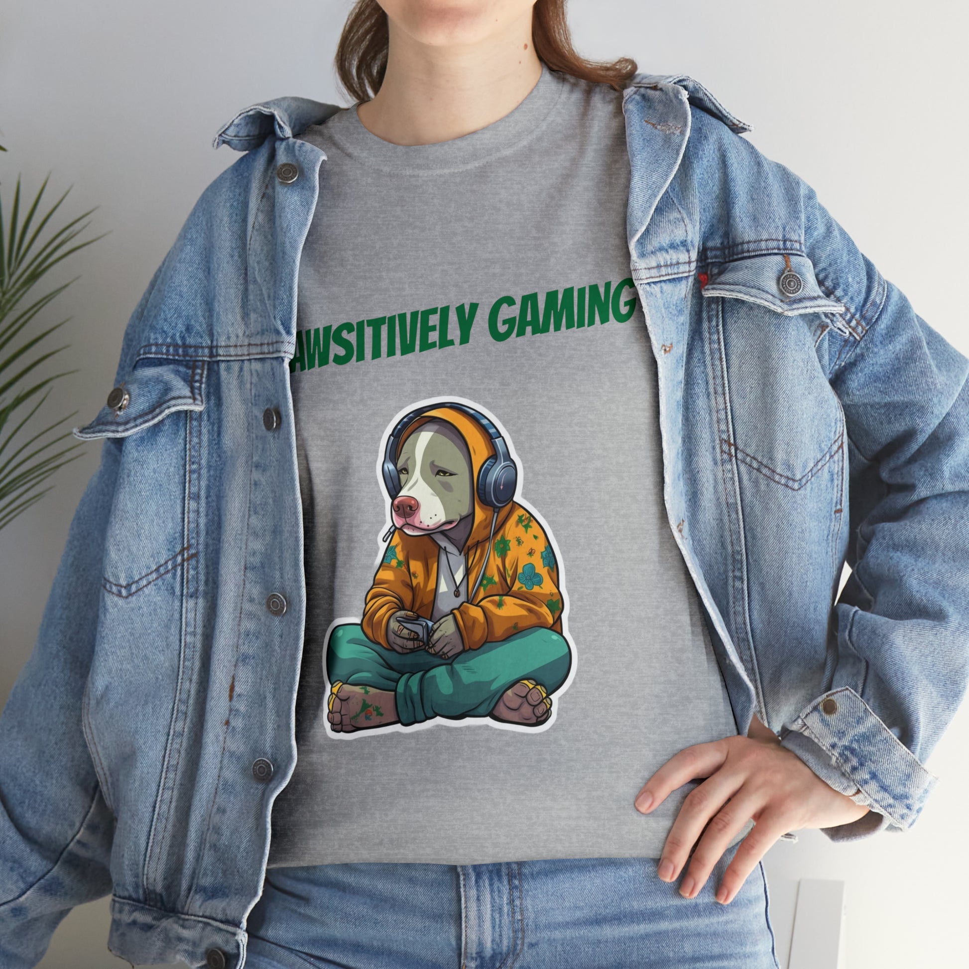 "Pawsitively Gaming" T-Shirt Pitbull - Laser League Crafts