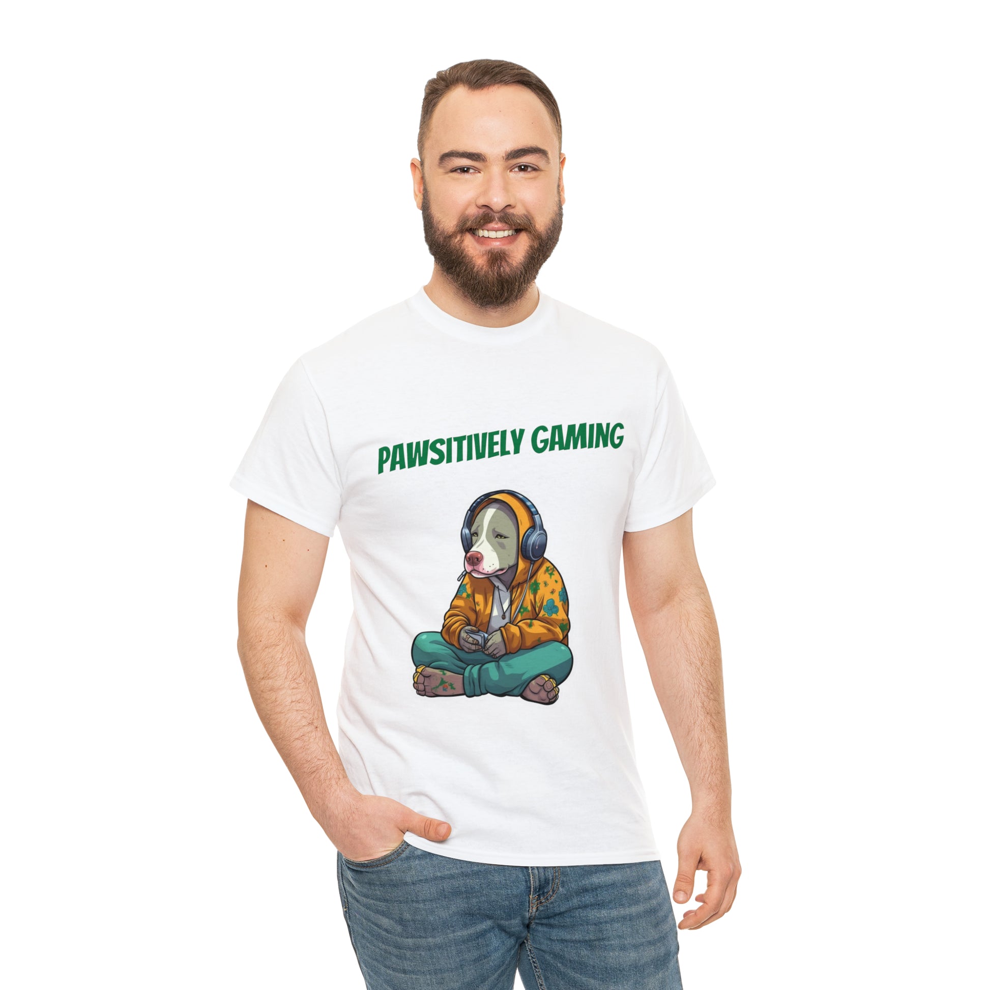 "Pawsitively Gaming" T-Shirt Pitbull - Laser League Crafts