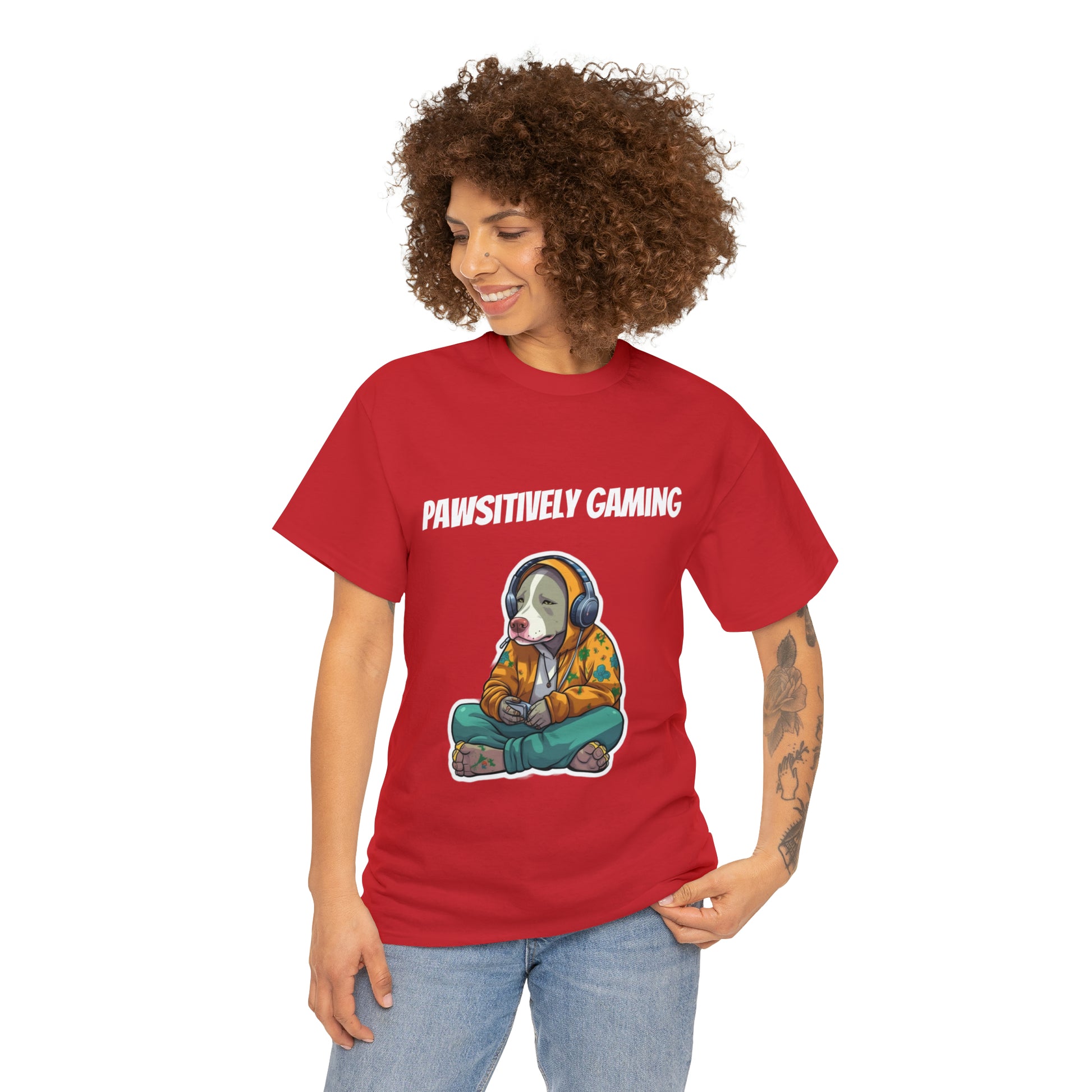 "Pawsitively Gaming" T-Shirt Pitbull - Laser League Crafts