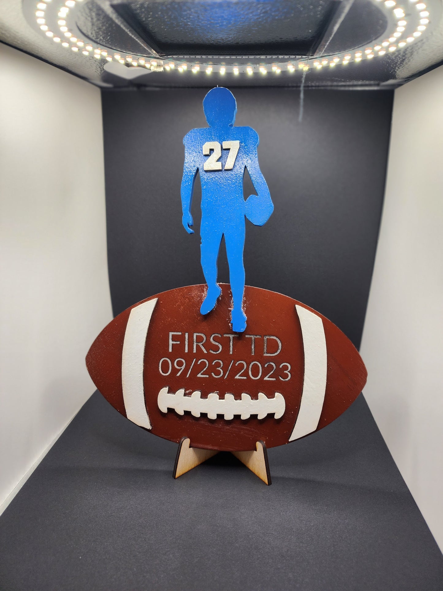 Personalized Wooden Football Stand - Perfect Gift for Sports Fans