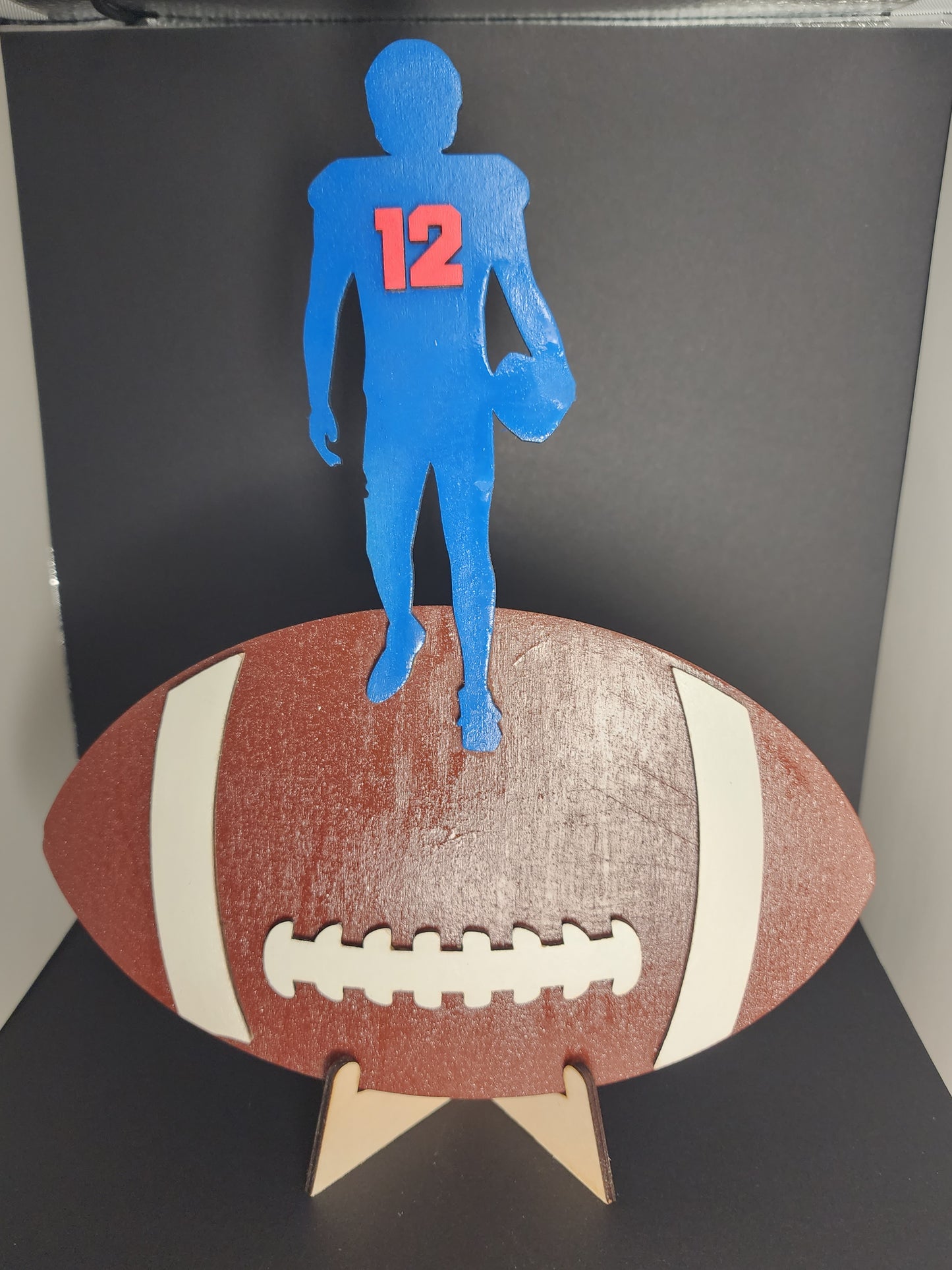 Personalized Wooden Football Stand - Perfect Gift for Sports Fans