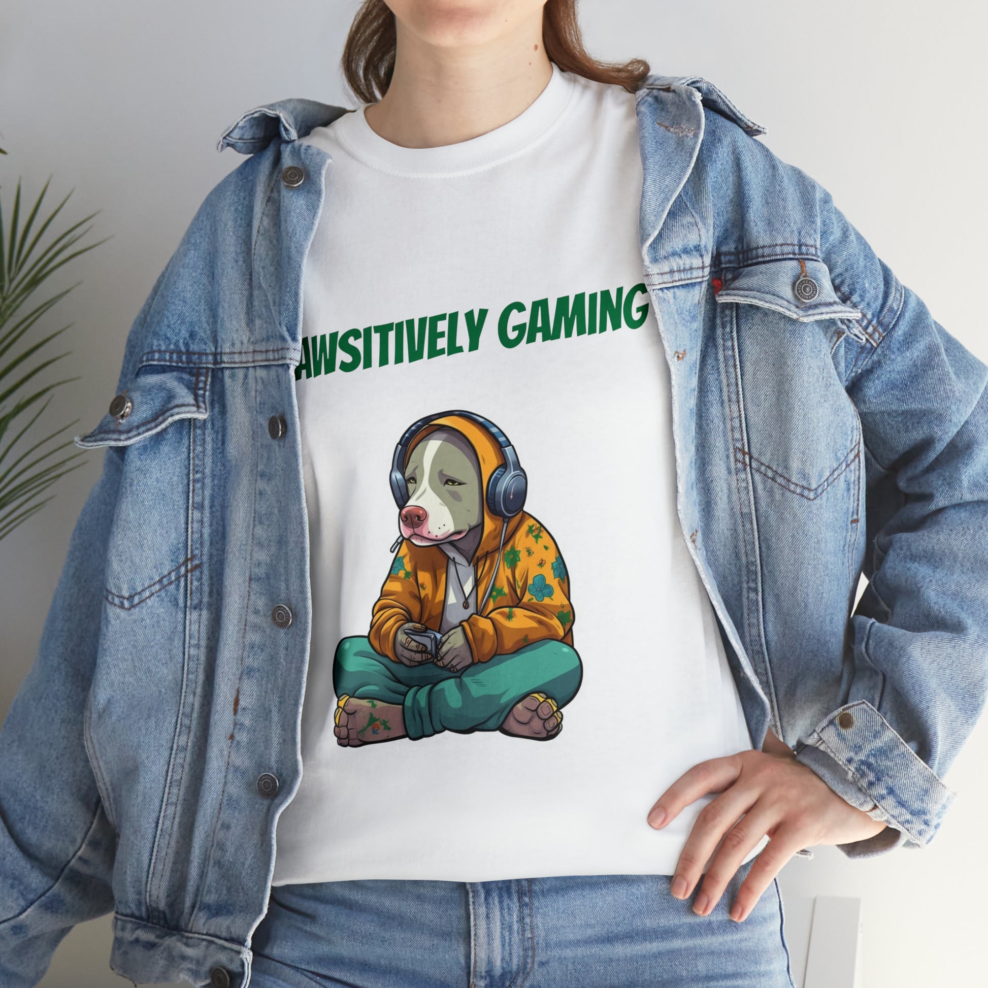 "Pawsitively Gaming" T-Shirt Pitbull - Laser League Crafts