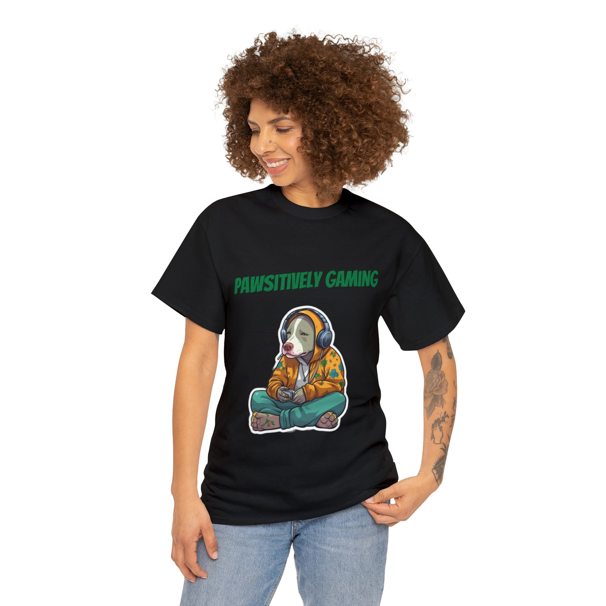 "Pawsitively Gaming" T-Shirt Pitbull - Laser League Crafts