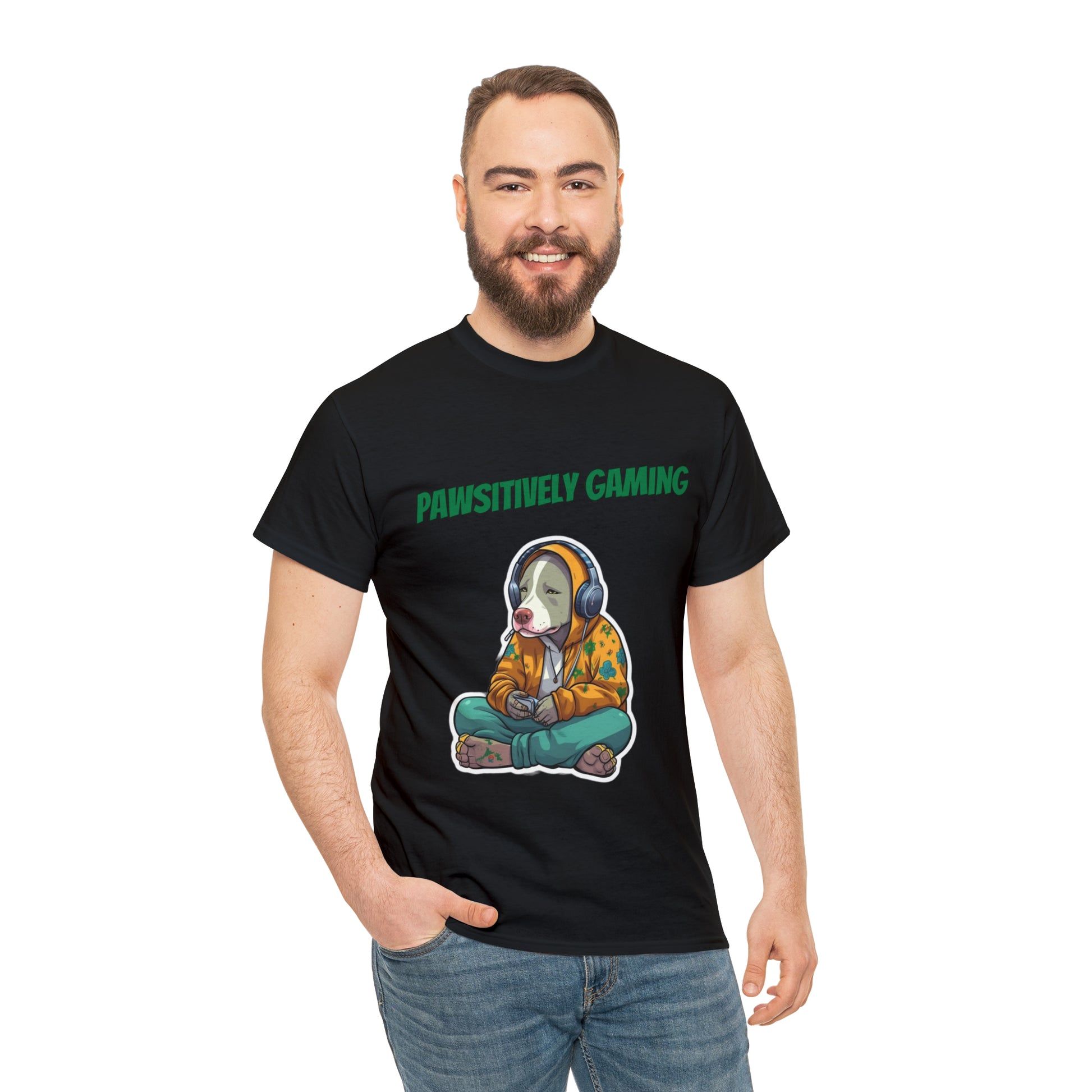 "Pawsitively Gaming" T-Shirt Pitbull - Laser League Crafts